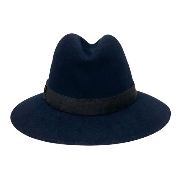 Kenwood Men’s Vintage Hat 100% Wool Fedora Navy Blue with Band Lined Size 7 - Picture 6 of 11